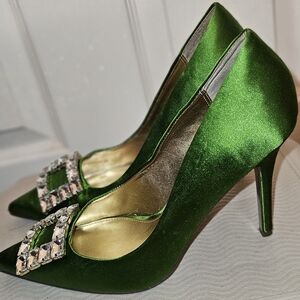 Nina Green Stiletto Heels with Crystal Embellishment